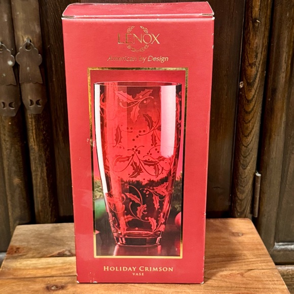 Lenox Holiday Crimson 11” Glass Vase with Box - Picture 10 of 13